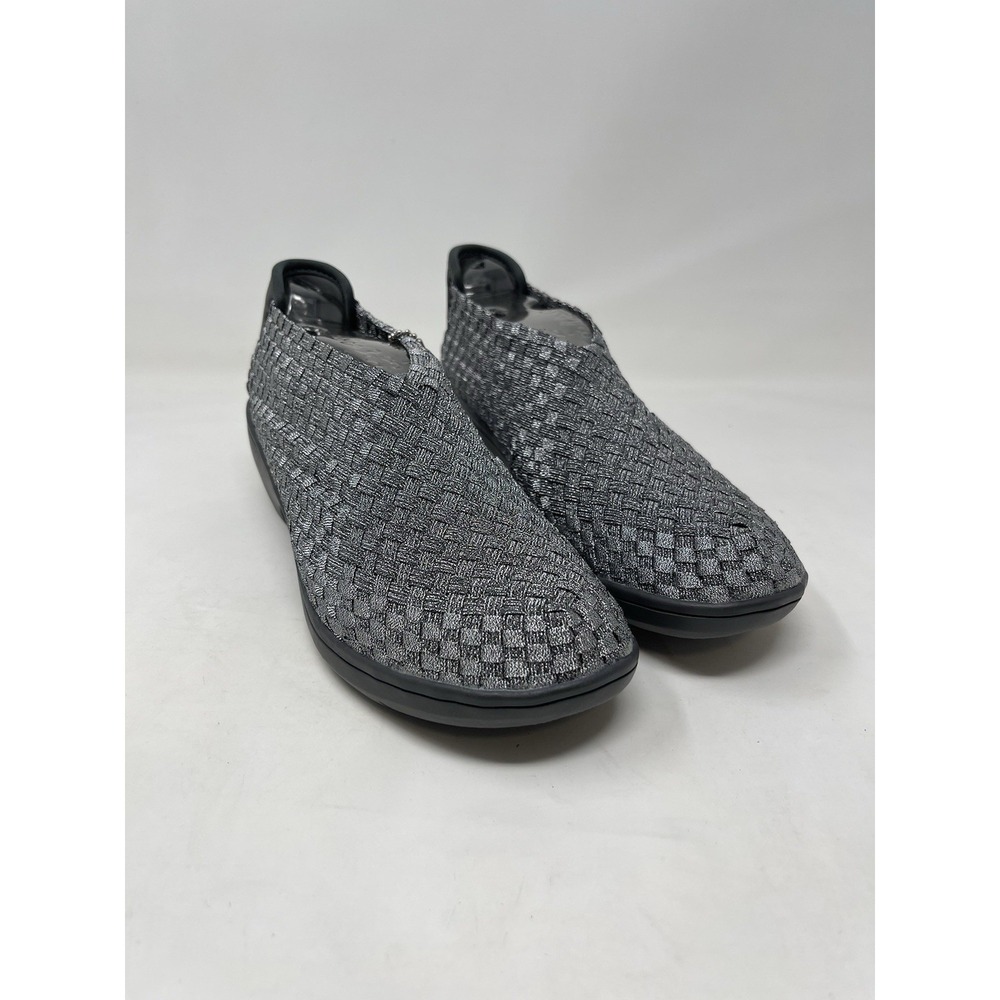Skechers Wedge Heels Womens Size 8 Silver Metallic Flexible Memory Foam Slip On